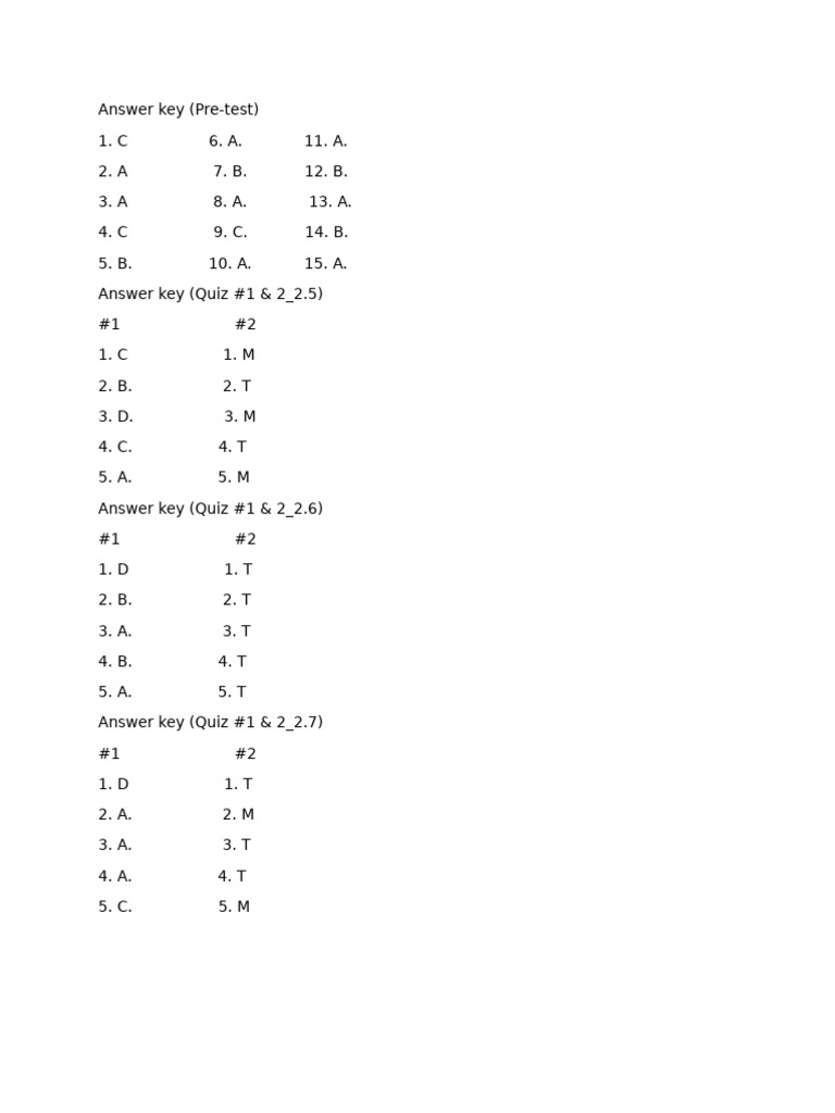 Answer Keys | PDF