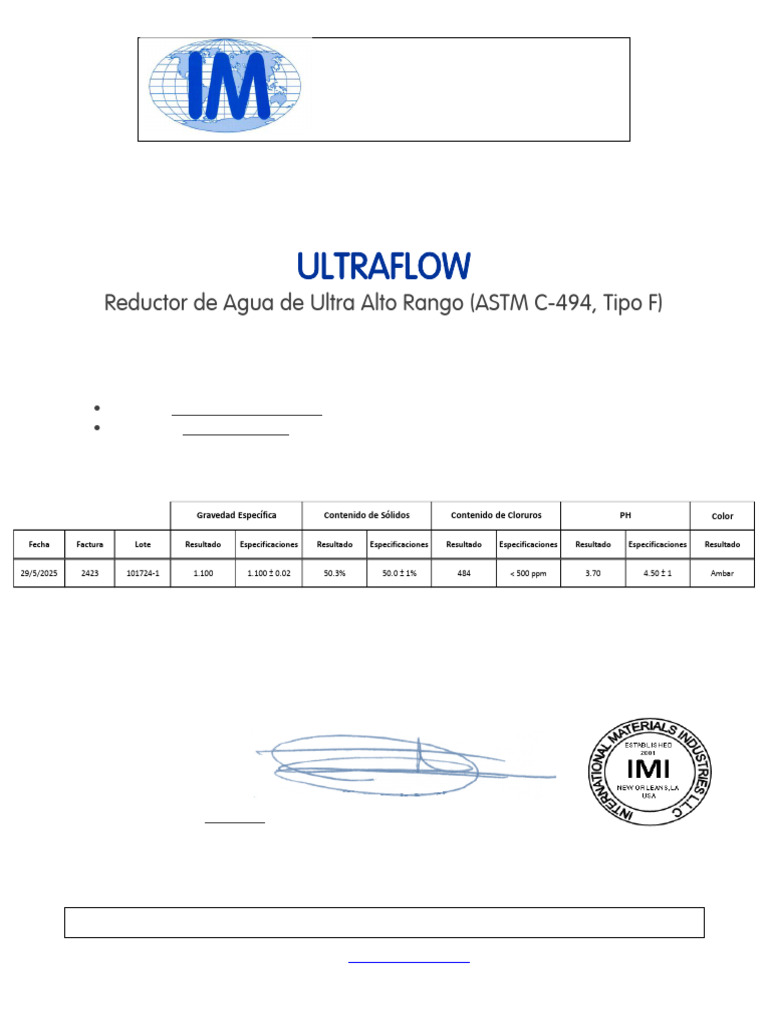 Control de Calidad de ULTRAFLOW en Concreto | PDF
