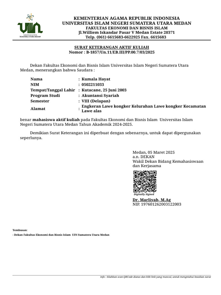 Surat Keterangan Mahasiswa Aktif | PDF