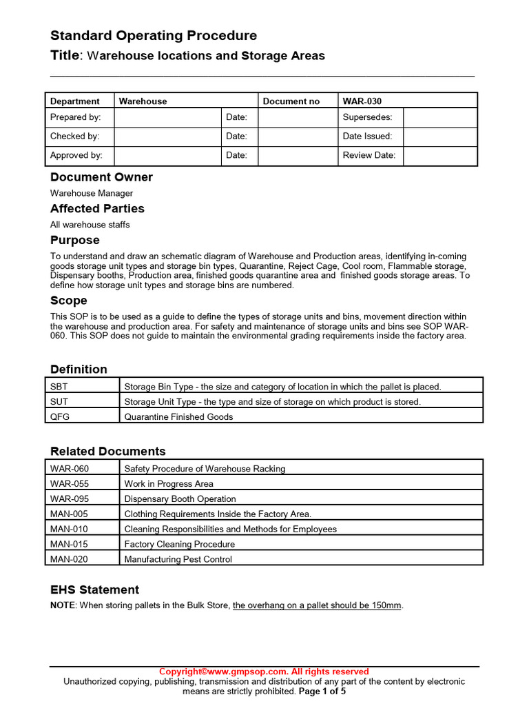 Warehouse Quarantine Area Procedures | PDF | Warehouse