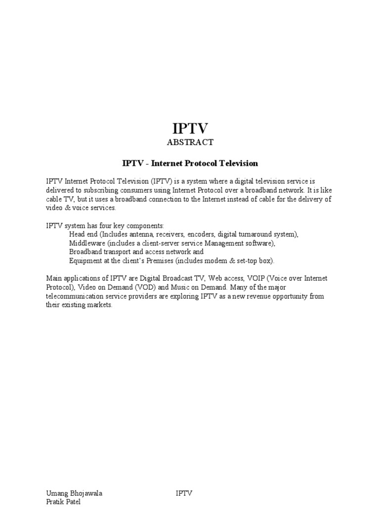 Understanding IPTV Services and Architecture | PDF | Iptv | Video On Demand