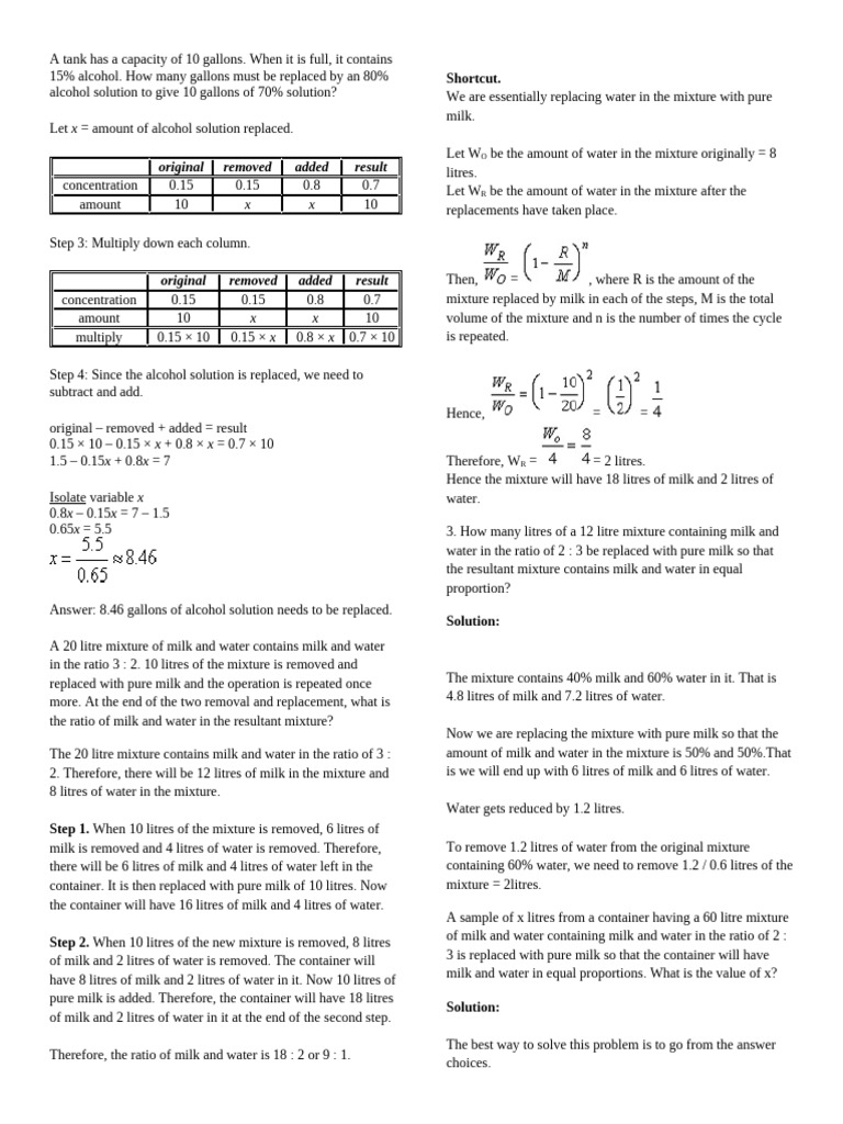 Mixture and Solution Replacement Problems | PDF | Audit | Auditor's Report