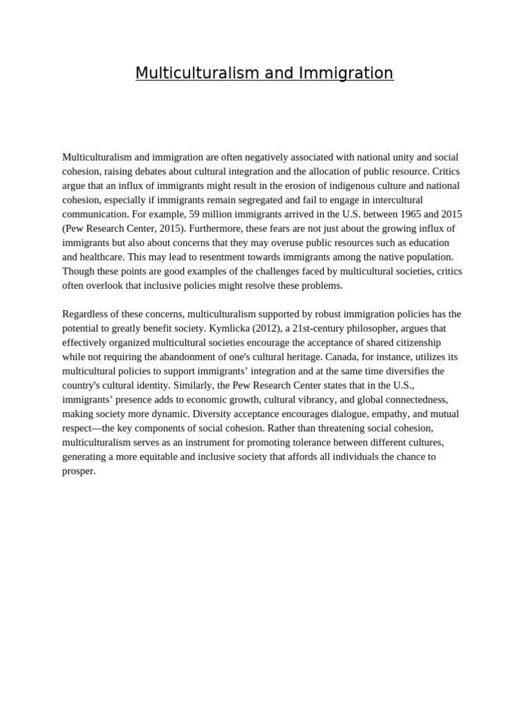 Benefits of Multiculturalism in Immigration | PDF