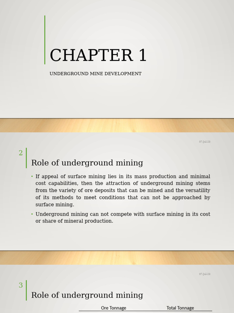 Underground Mine Development Overview | PDF | Mining | Surface Mining