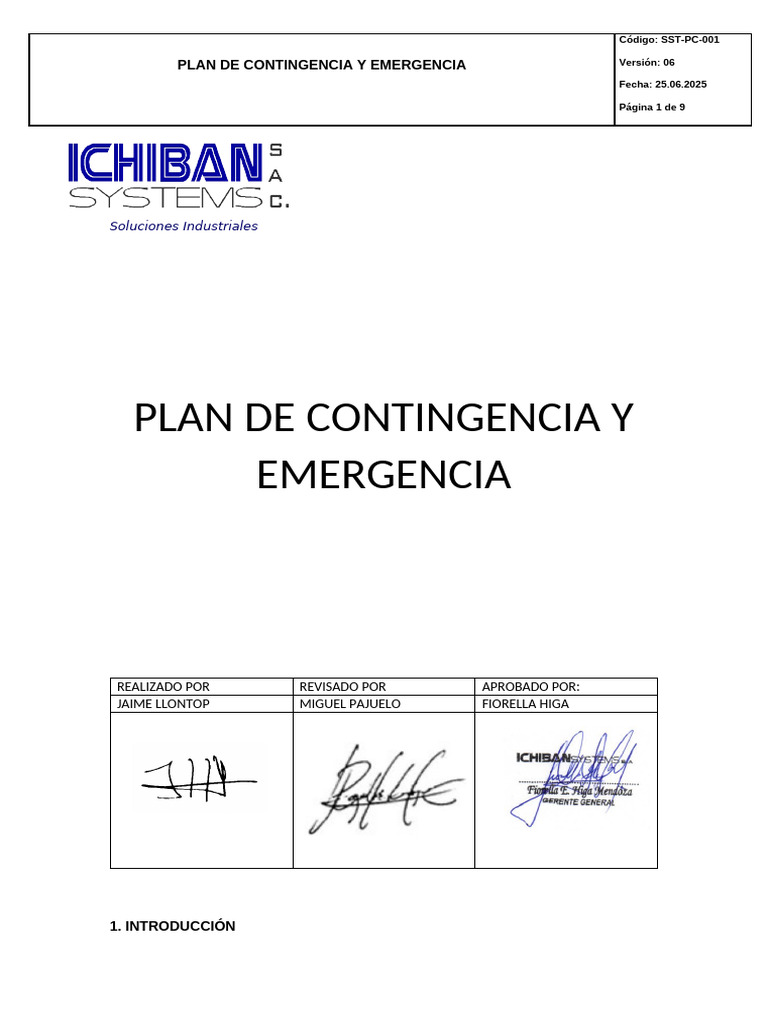 Plan de Contingencia para Emergencias | PDF | Primeros auxilios ...