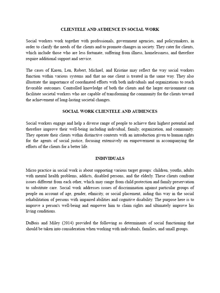Social Work Clientele and Audiences | PDF | Social Work | Social Skills