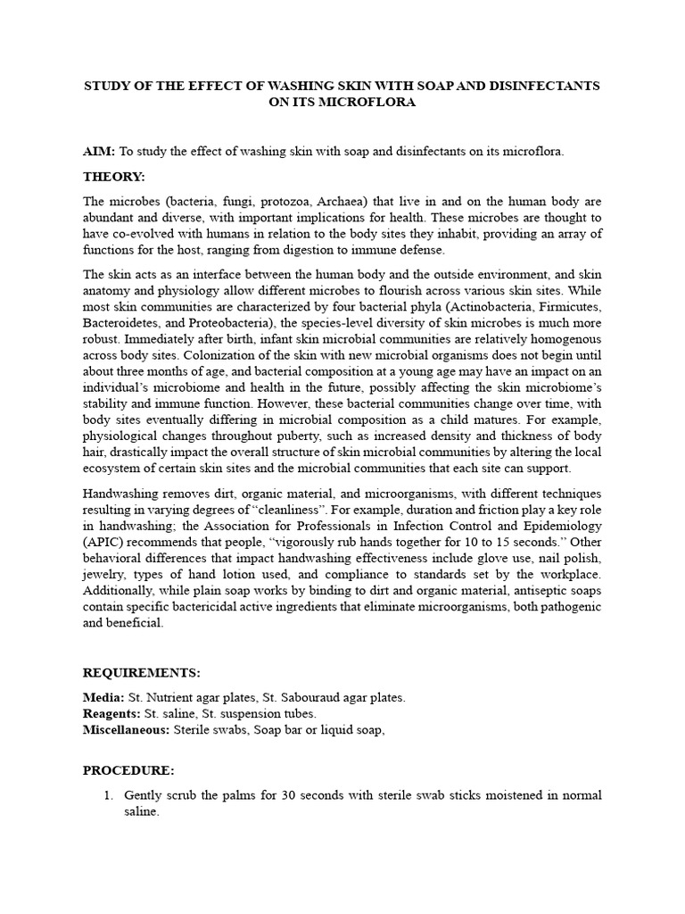 Study of The Effect of Washing Skin With Soap and Disinfectants On Its ...