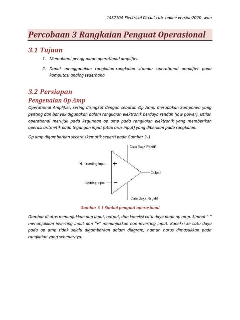 Rangkaian Penguat Operasional Op Amp | PDF