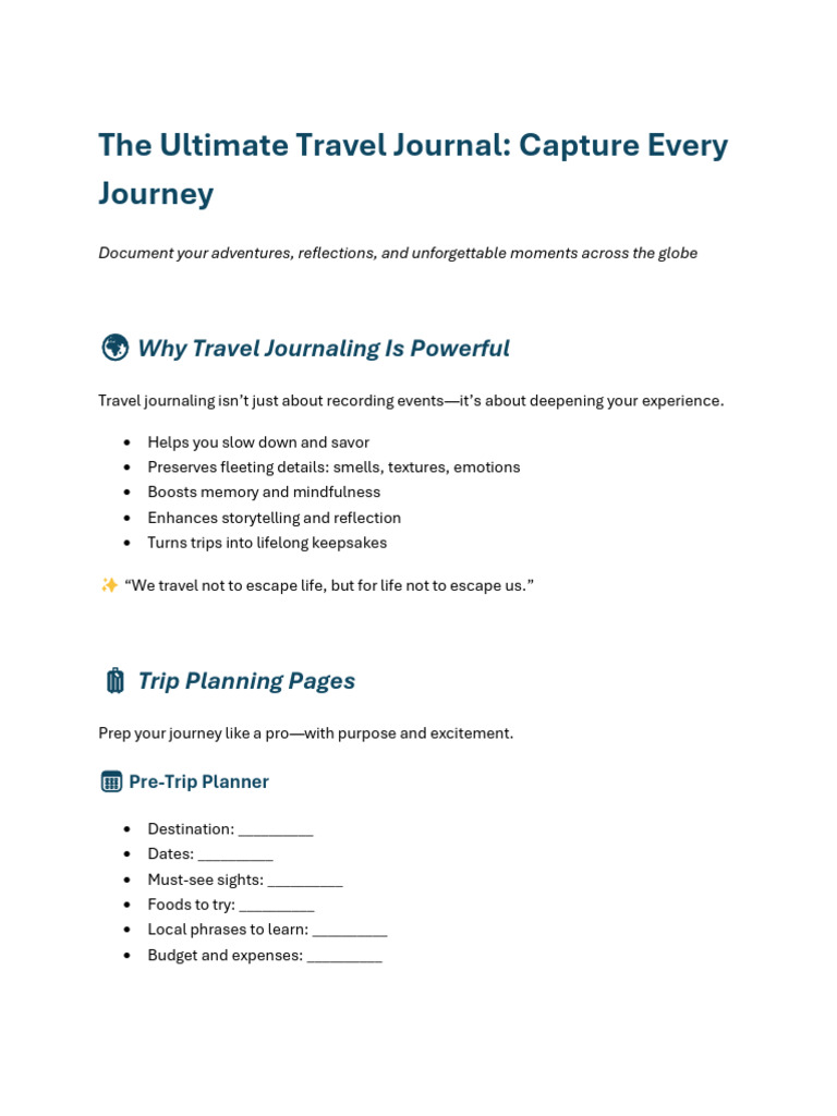Ultimate Travel Journal Guide | PDF