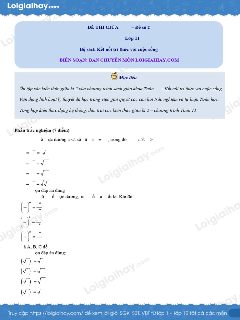 Đề Toán 11 Gk2 Đề 2 | PDF