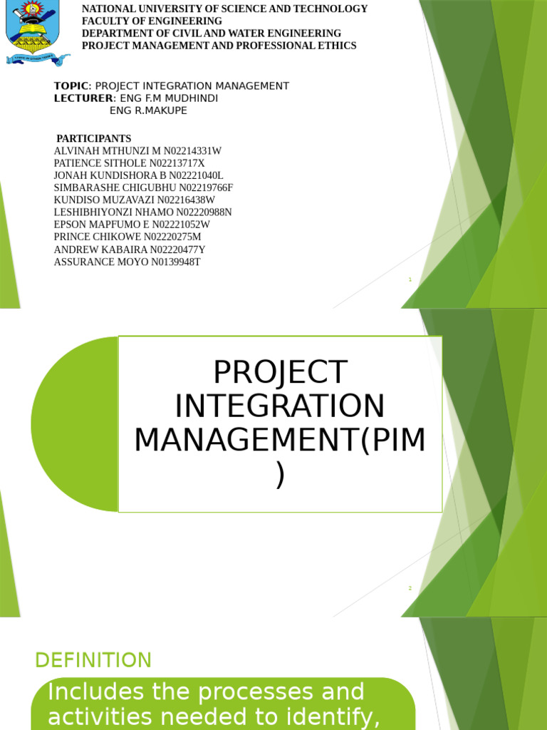 Project Integration Management GRP 1 Final | PDF | Project Management ...