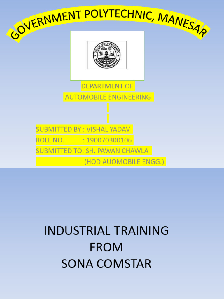 Industrial Training at Govt Polytechnic Manesar | PDF | Clutch | Steering