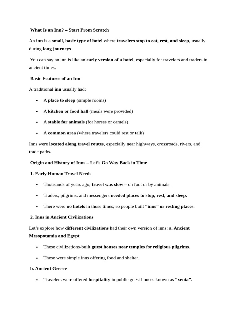 Understanding Inns: History and Purpose | PDF | Inn | Hotel