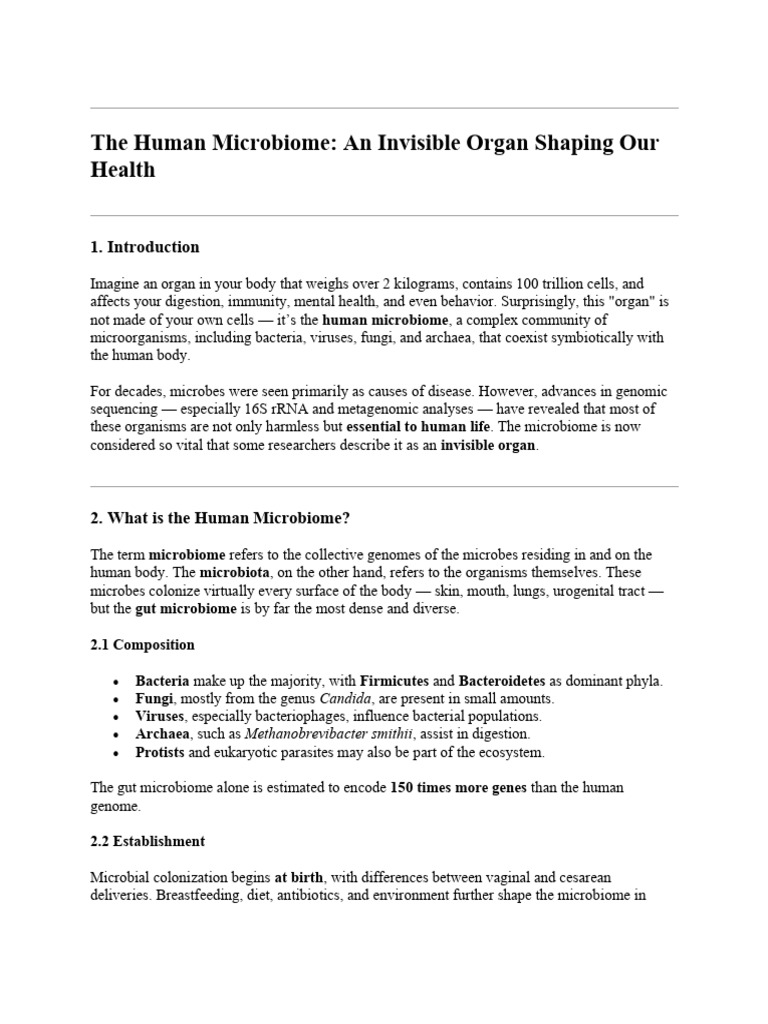 The Human Microbiome's Health Impact | PDF | Clinical Medicine ...
