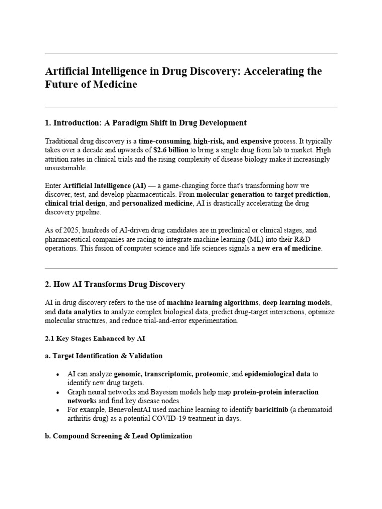 AI Revolutionizing Drug Discovery | PDF | Artificial Intelligence ...