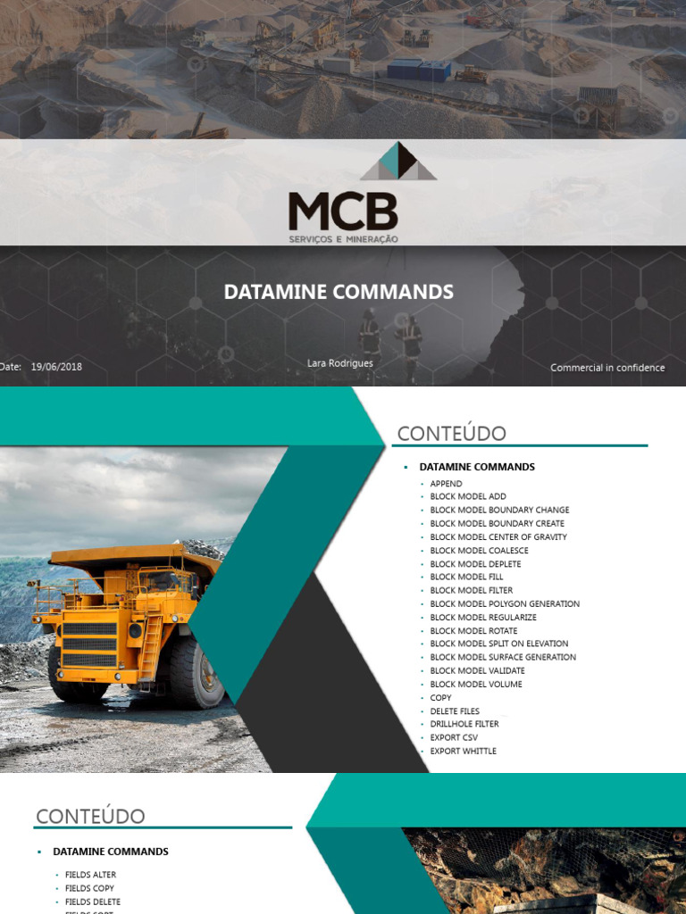 Comandos Datamine: Guia Completo | PDF | Diretório (informática) | Cálculo