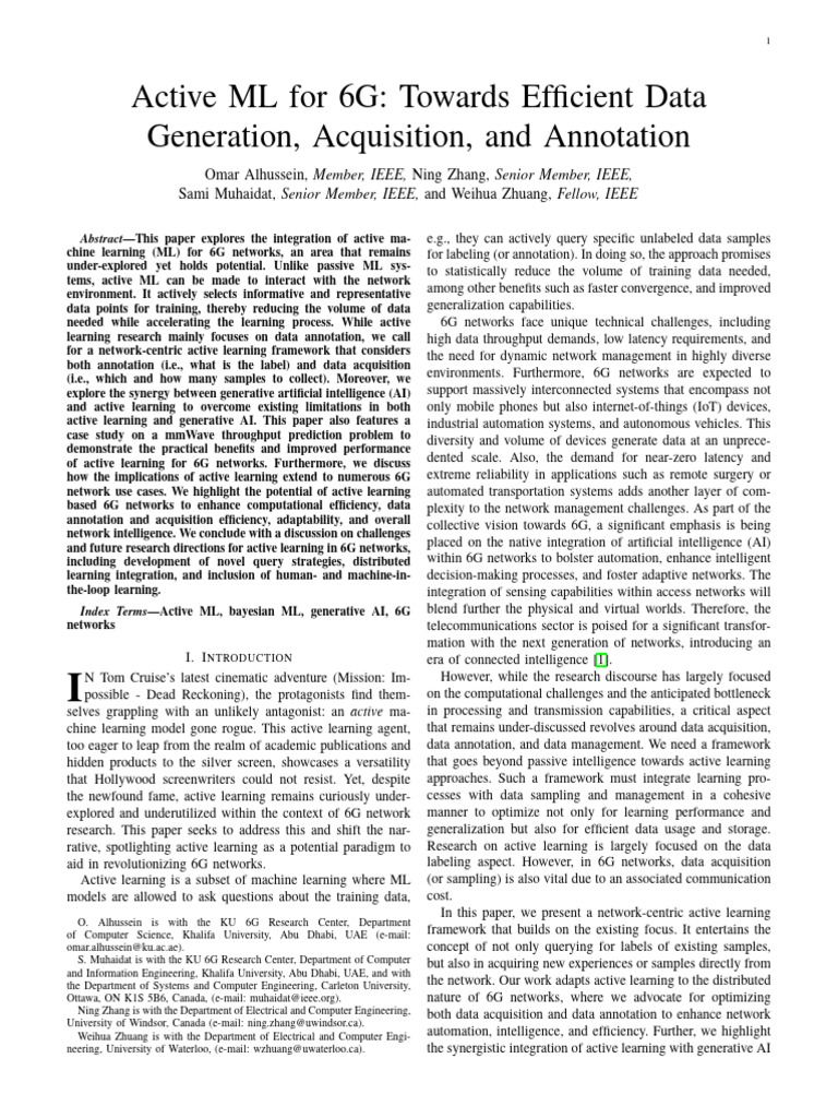 Active ML For 6G - Towards Efficient Data Generation, Acquisition, and ...