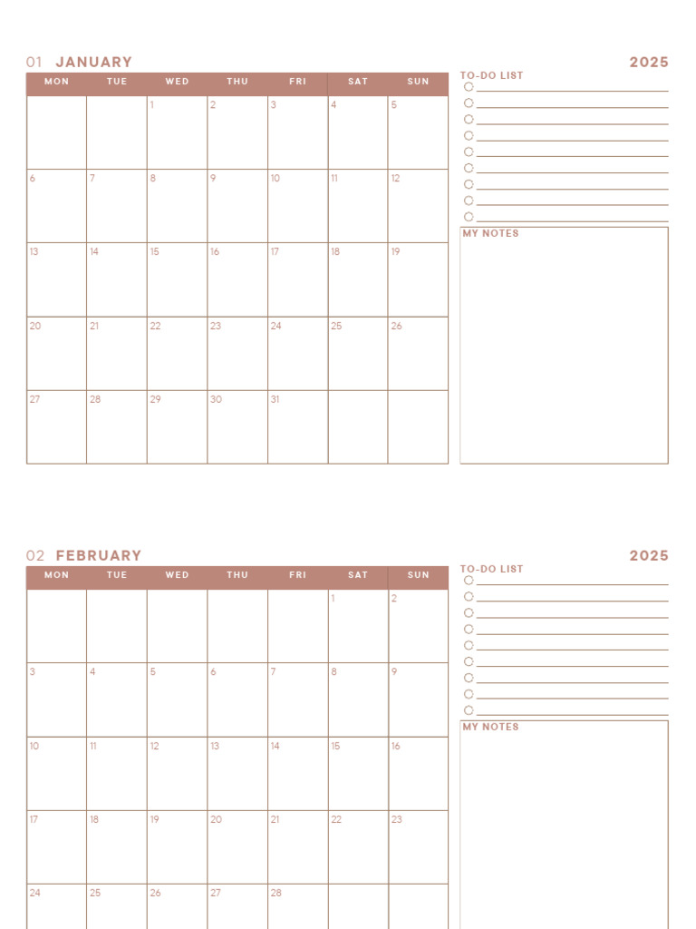 2025 Monthly Calendar Planner | PDF