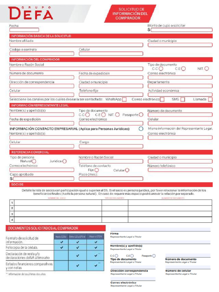 Formulario Defa Sas | PDF