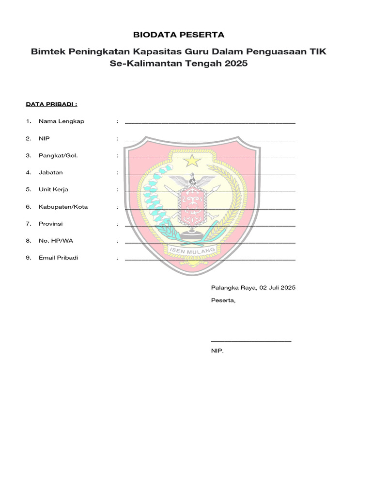 Biodata Peserta Pdf