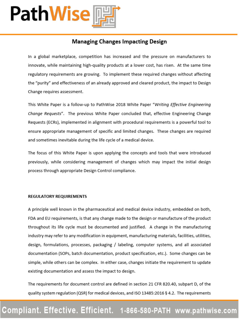 Design Change Control in Medical Devices | PDF | Verification And ...