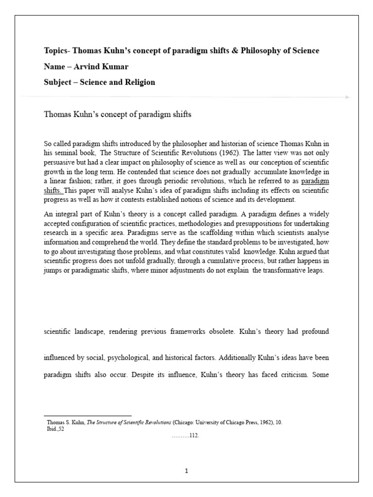 Kuhn's Paradigm Shifts in Science | PDF | Philosophy Of Science | Science