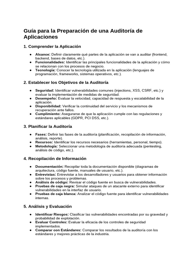 Auditoría de Aplicaciones: Guía Completa | PDF | Auditoría | La ...
