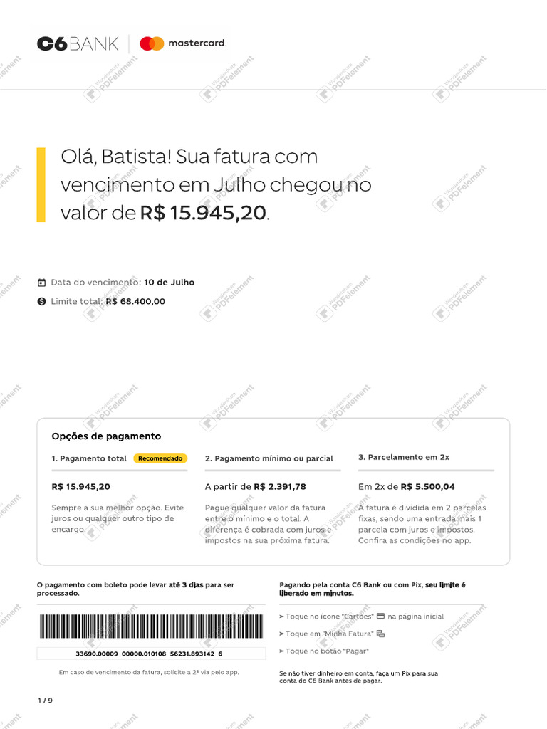 Fatura C6 | PDF