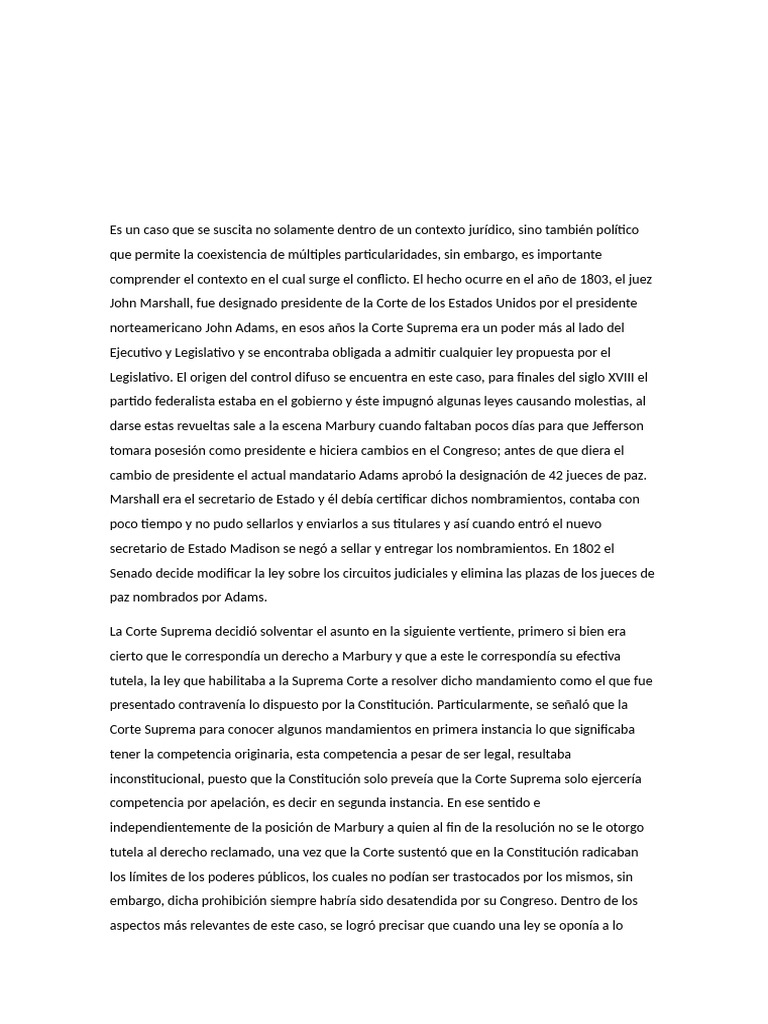 Marbury Versus Madison Inicio de Supremasia | PDF | Juez | Constitución