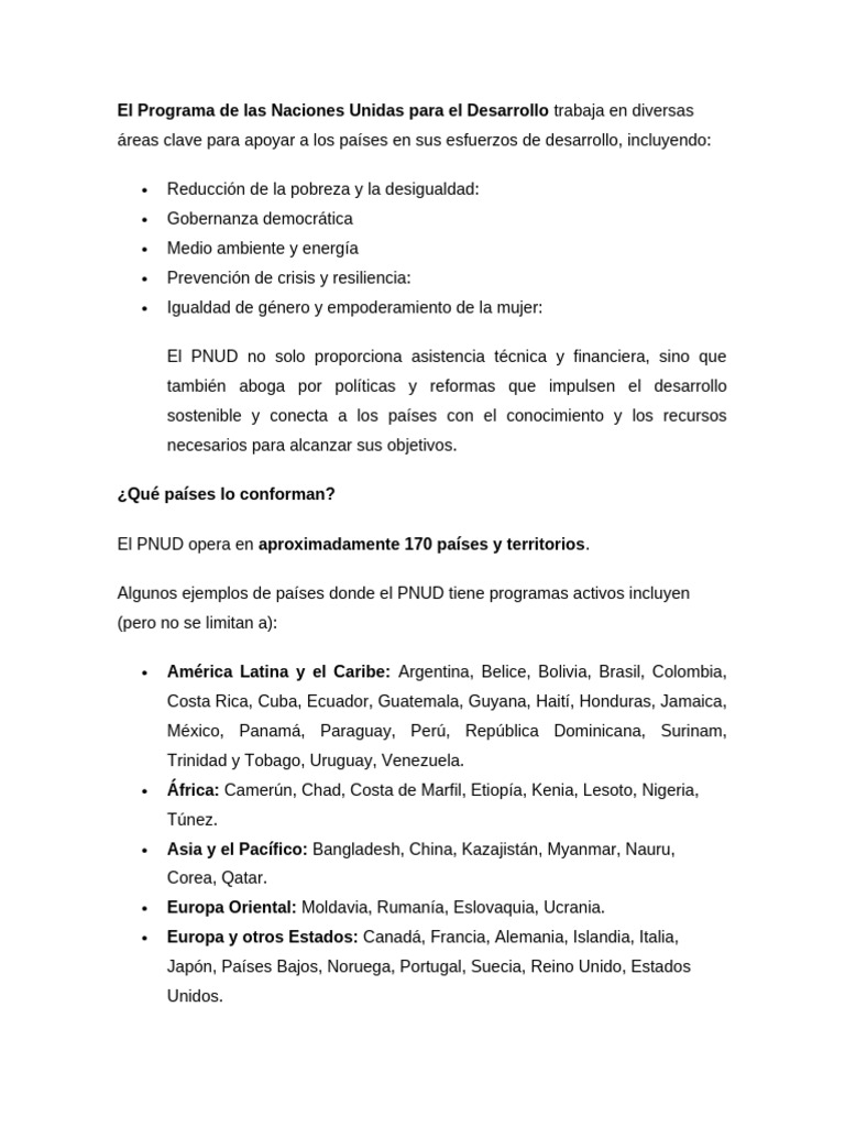 El Programa de Las Naciones Unidas para El Desarrollo Trabaja en ...