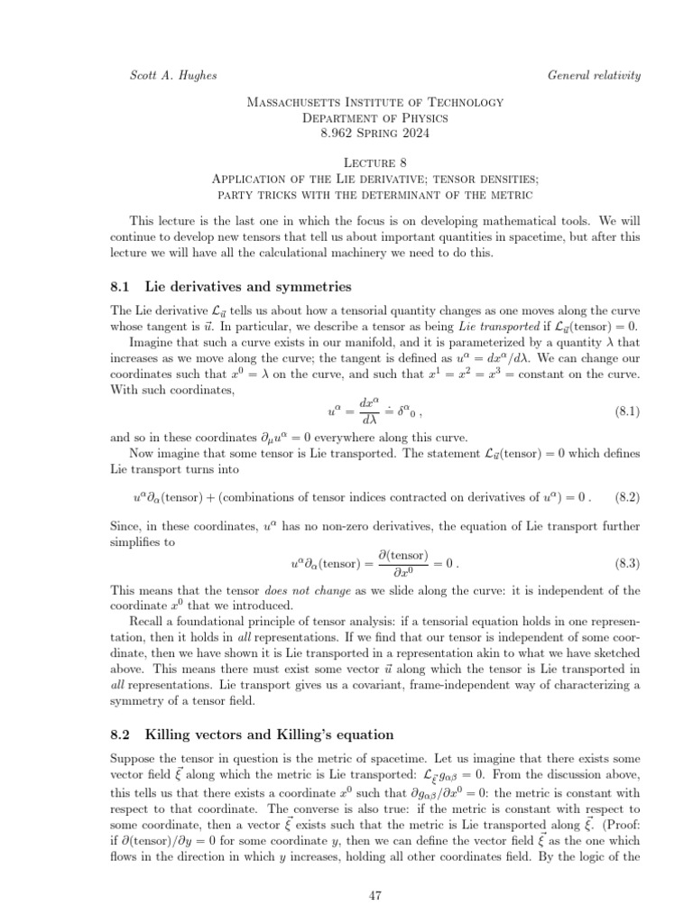 Lie Derivatives and Tensor Densities in GR | PDF | Tensor | Linear Algebra