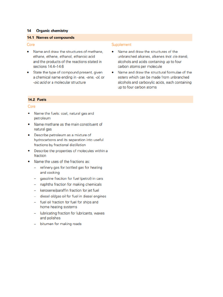 IGCSE Organic Chemistry Overview | PDF | Cracking (Chemistry) | Alkane