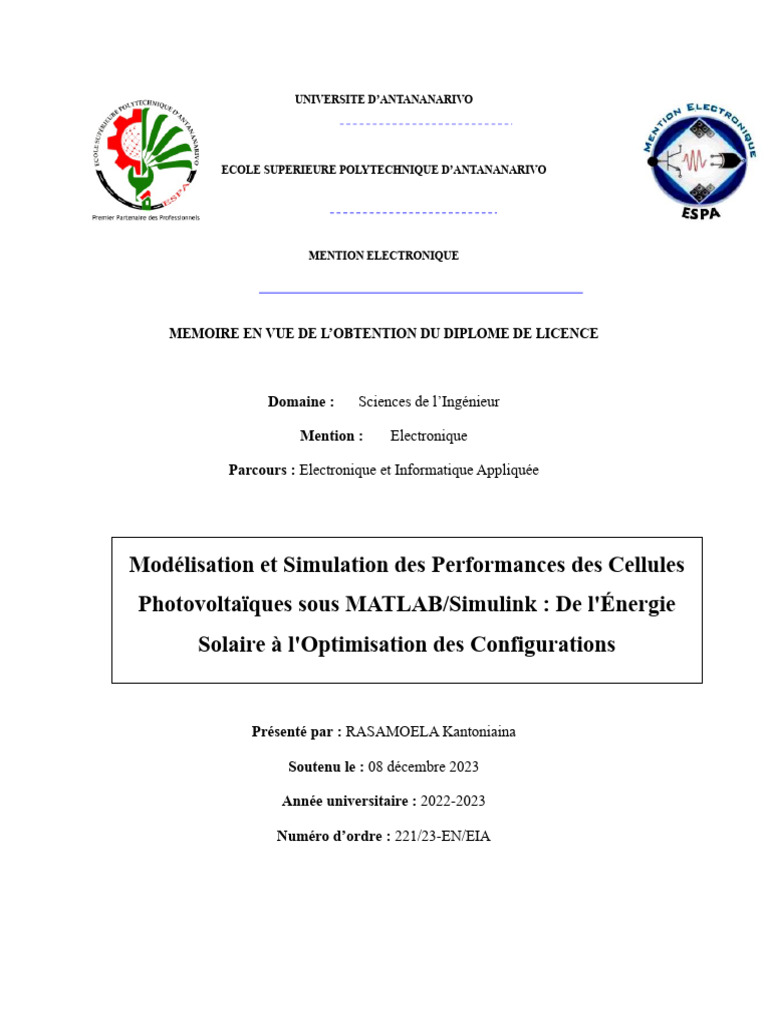 Modélisation des Cellules Photovoltaïques | PDF | Terre | Semi-conducteurs