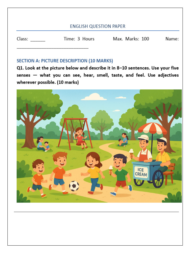 English Question Paper Class | PDF | Adjective | Butterfly