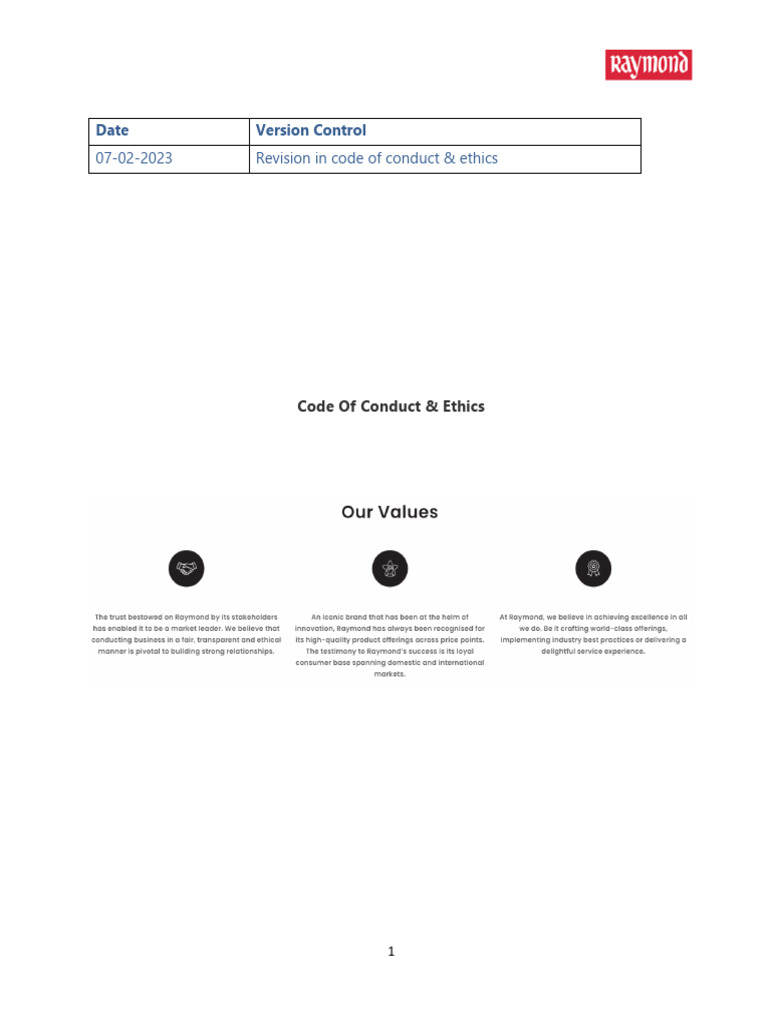 Raymond Limited Code of Conduct Update | PDF | Intellectual Property ...