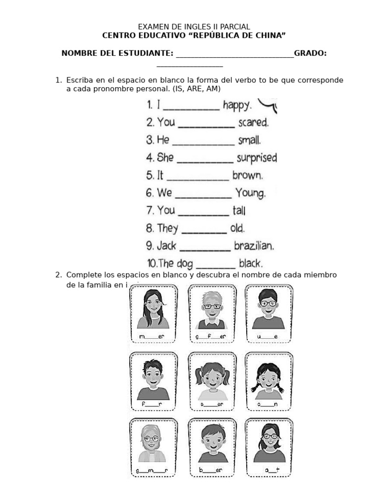 Examen Parcial de Inglés II | PDF