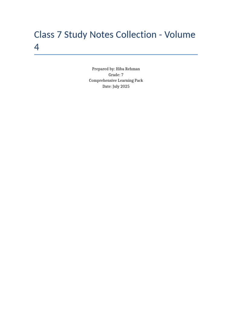 Class 7 Study Notes Collection | PDF