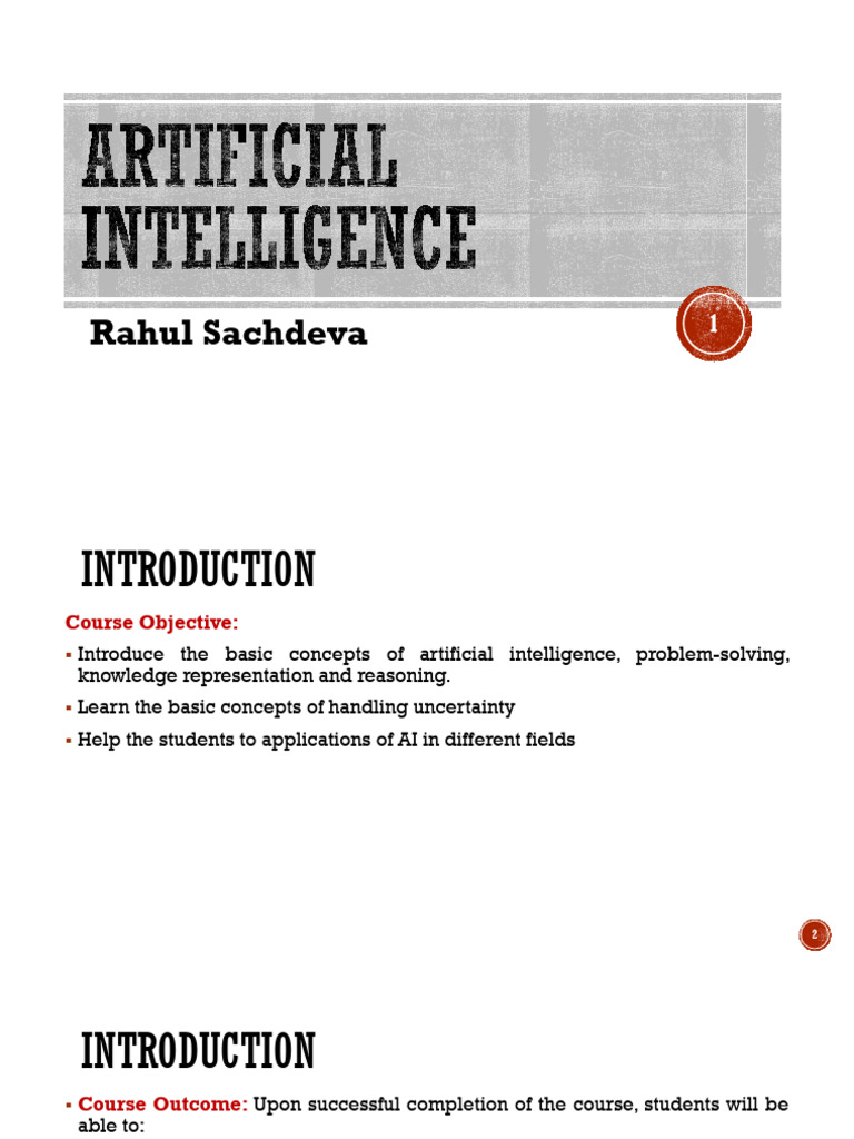 Lecture 1 (Introduction) | PDF | Artificial Intelligence | Intelligence ...