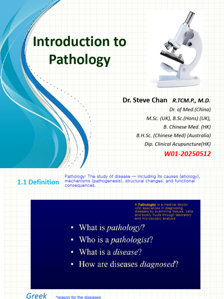 W01-20250512 Introduction To Pathology (Autosaved) | PDF | Pathology ...