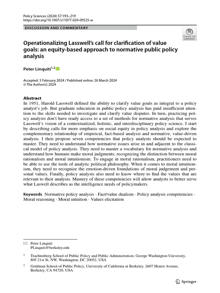 Equity in Normative Policy Analysis | PDF | Intersectionality ...