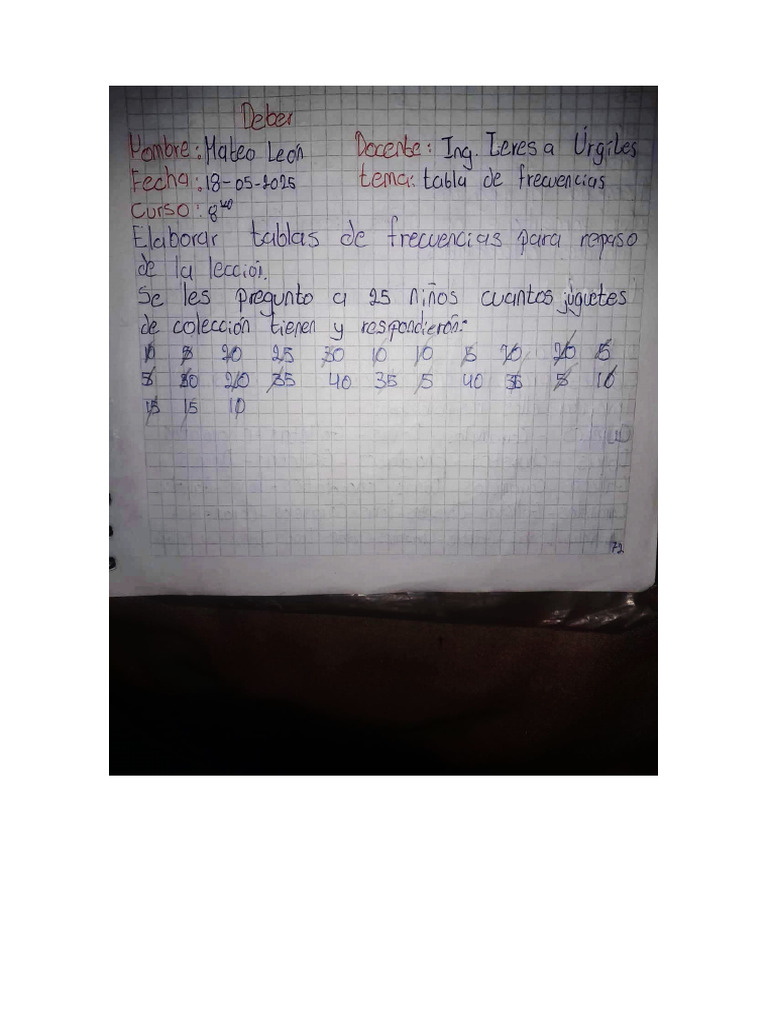 Tabla de Datos Simples 8vo | PDF