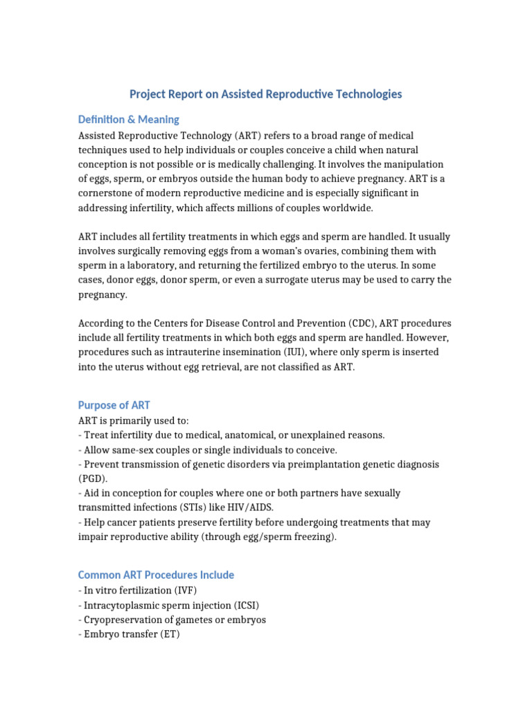 Assisted Reproductive Technologies Expanded Report | PDF | In Vitro ...