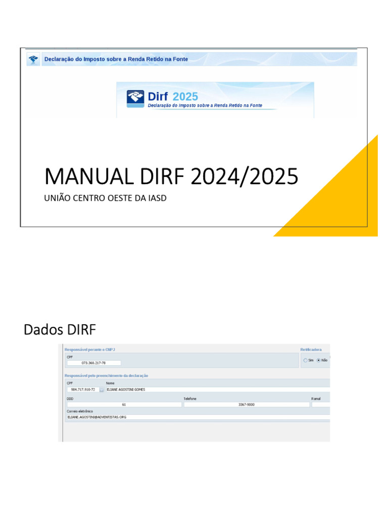 Manual DIRF 2024/2025 - Orientações Gerais | PDF | Férias trabalhistas ...