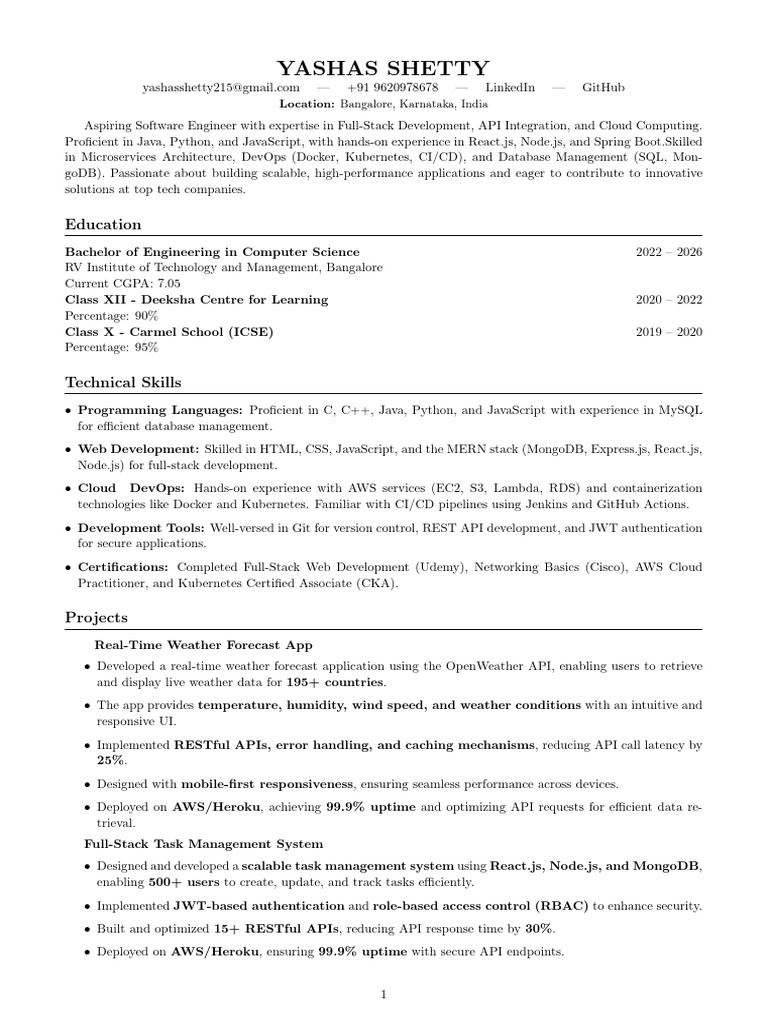 Yash as Shetty Resume 2 PDF - 1