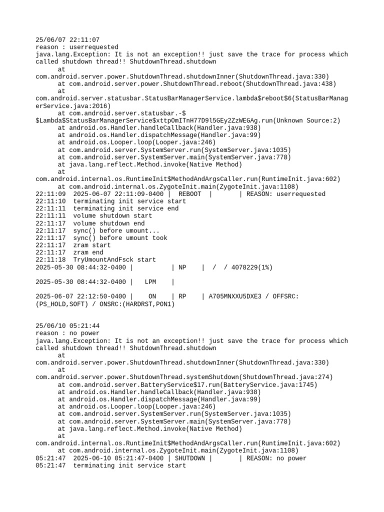 Android Shutdown Process Logs | PDF | Java (Programming Language ...