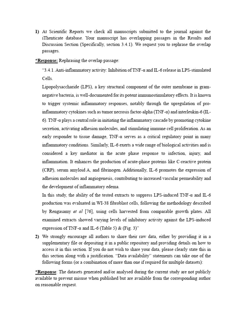 Point-By-Point Response | PDF | Inflammation | Interleukin 6