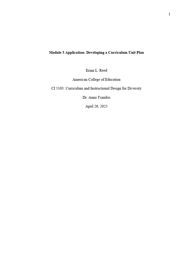 Module 3 Application Developing A Curriculum Unit Plan | PDF | Learning ...