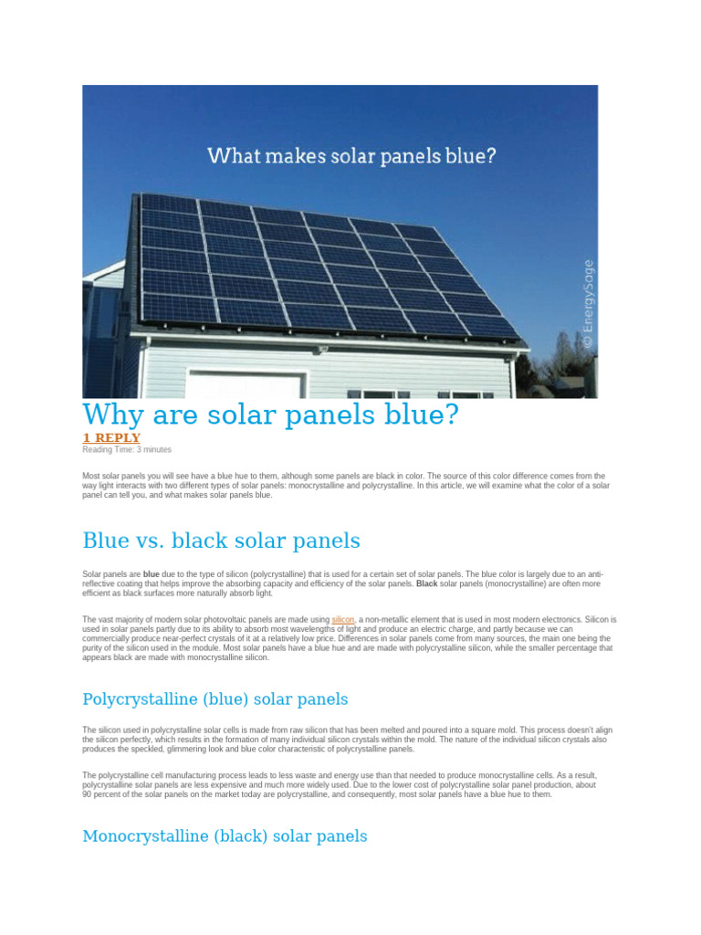 Understanding Solar Panel Colors | PDF | Solar Cell | Silicon