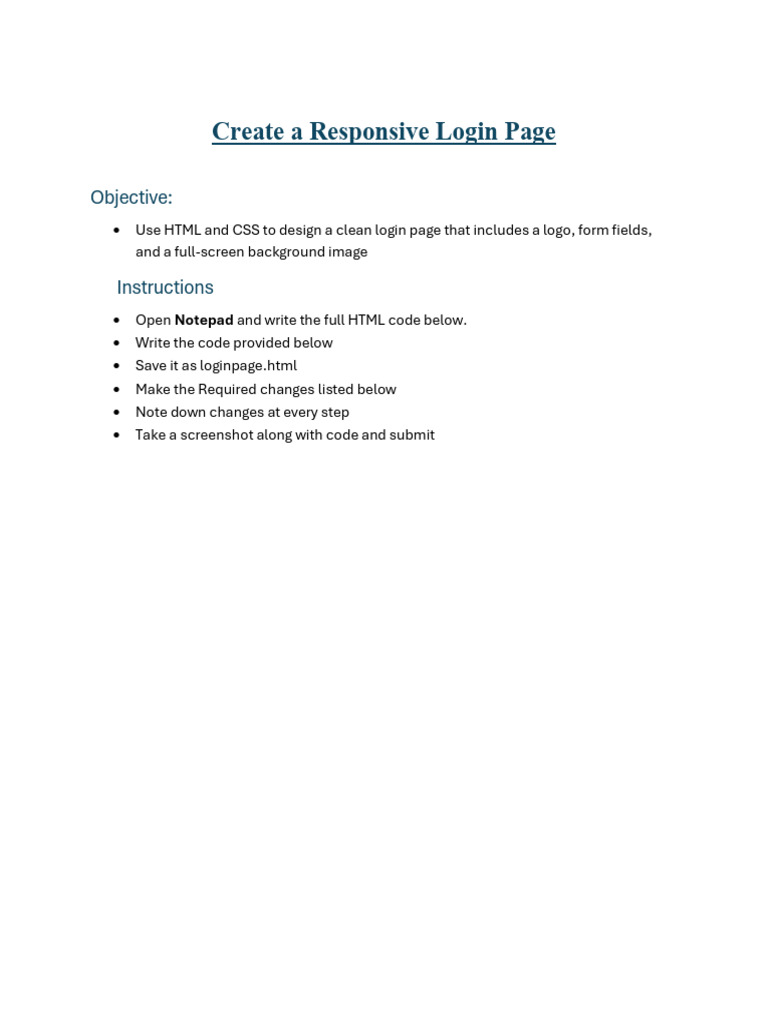 Create a Responsive Login Page Guide | PDF