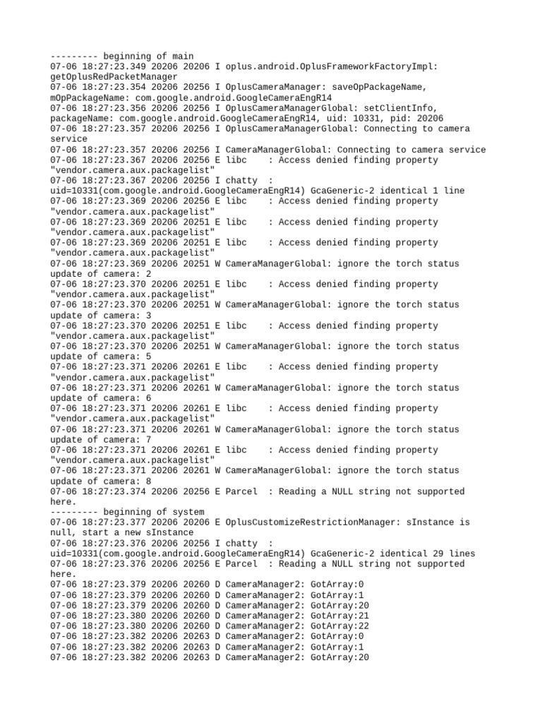 Camera Manager Access Errors Log | PDF | Computing | Software